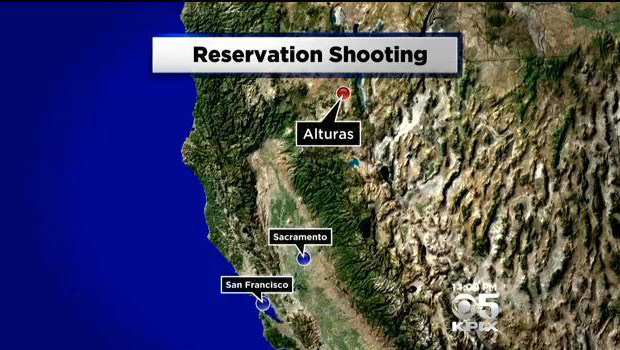 Map of a fatal shooting at the Cedarville Rancheria Tribal Office in Alturas on February 20, 2014. (CBS)