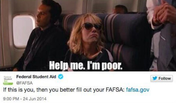 A deleted FAFSA tweet from Federal Student Aid.
