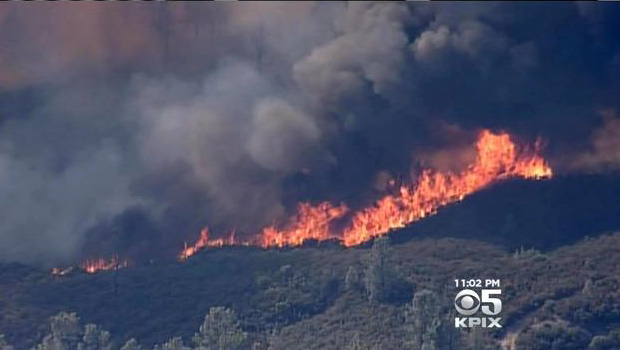 Chopper 5 over the "Butts Fire" in Napa County on July 1, 2014. (CBS)
