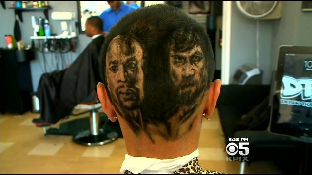 Finished Mayweather/Pacquiao haircut from Antioch barber Derek Hernandez. (CBS)