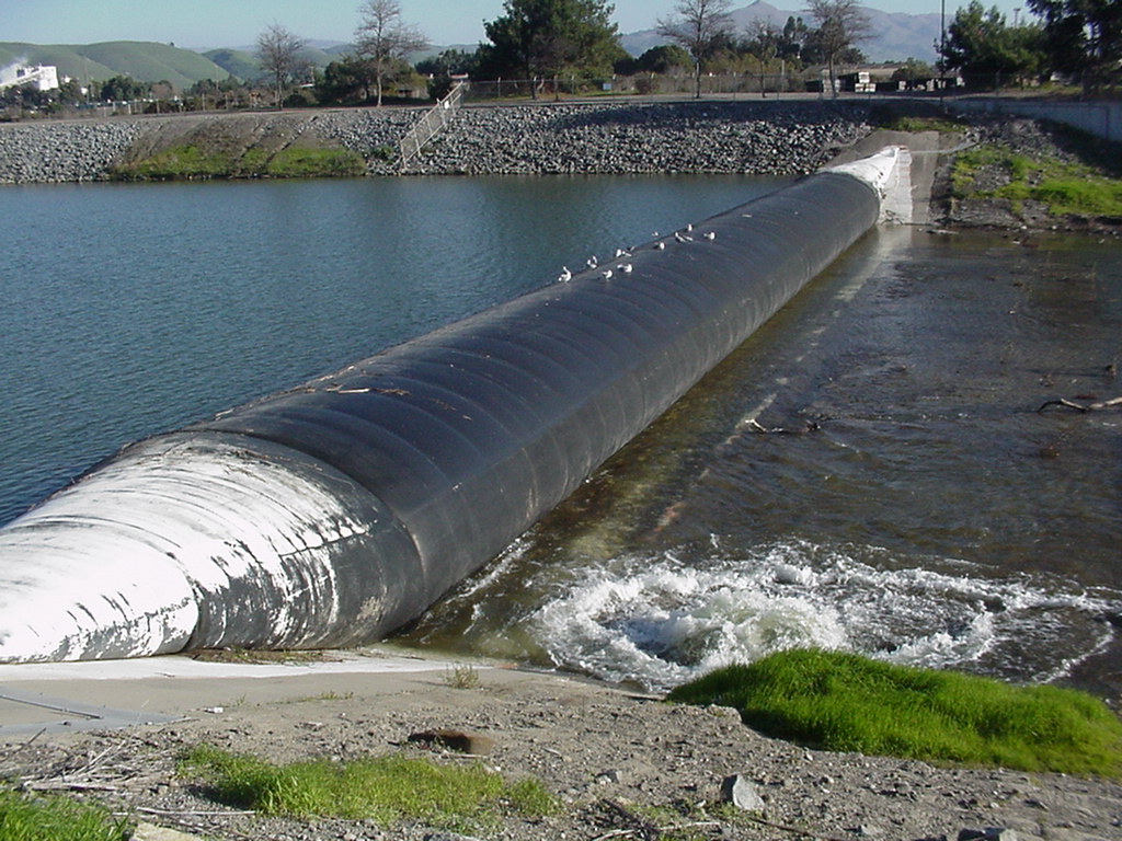 Inflatable Dam Across Alameda Creek Before Its Destruction By Vandals In May 2015