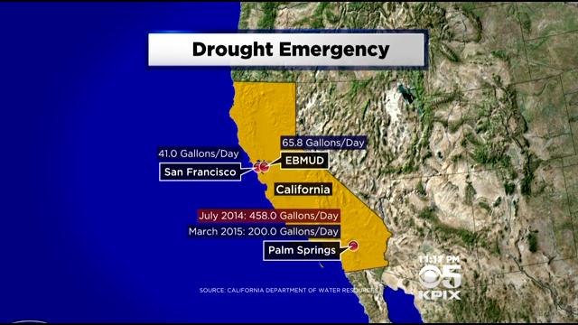 Bay Area water usage compared to Palm Springs. (CBS)