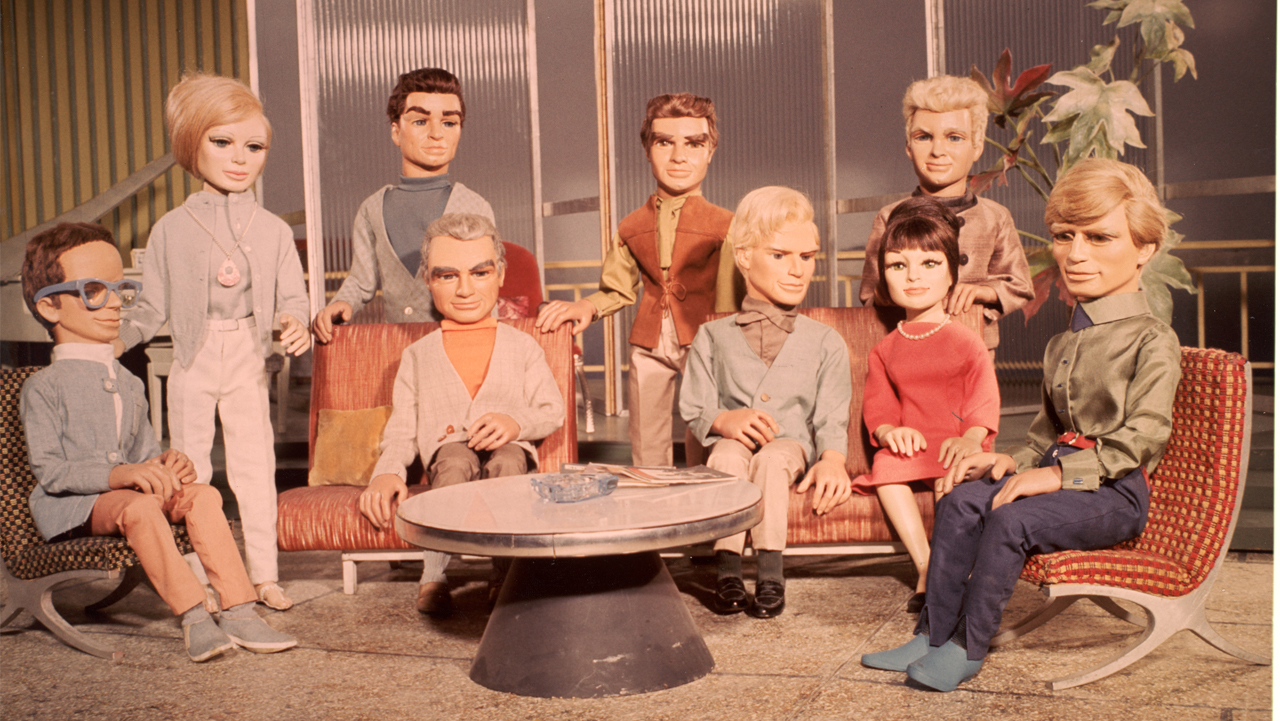 Group portrait of the cast of marionette actors from the television science fiction series, 'Thunderbirds,' circa 1965. (Photo by Hulton Archive/Getty Images)
