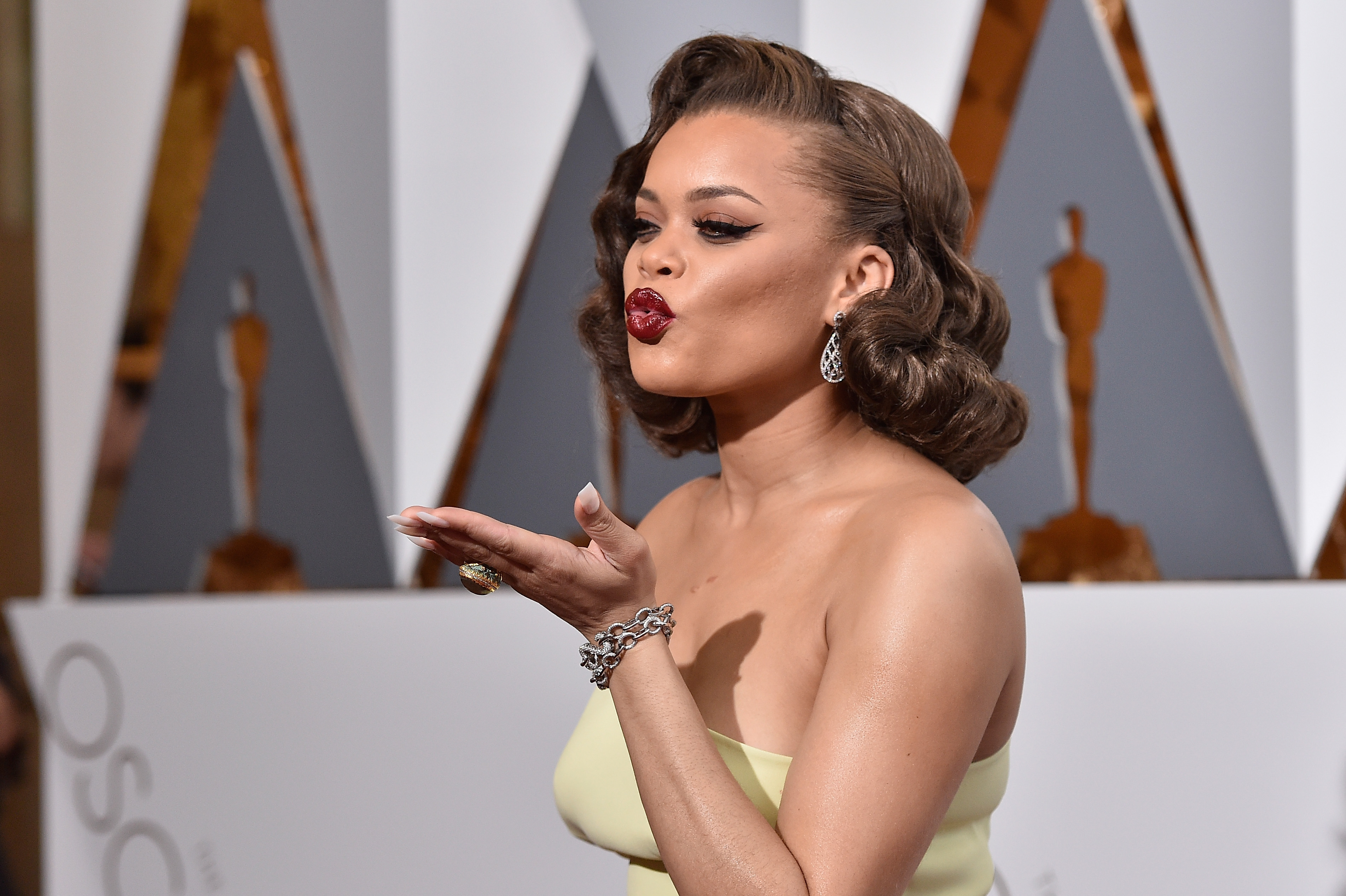 Recording artist Andra Day attends the 88th Annual Academy Awards. (Photo by Kevork Djansezian/Getty Images)
