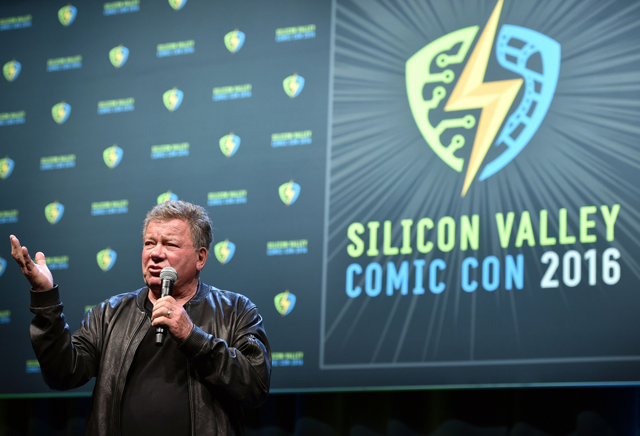 William Shatner speaks during the Silicon Valley Comic Con in San Jose, California on March 18, 2016.  Presented by Steve Wozniak, the comic and entertainment-themed event features exhibits, panel discussions and pop culture artistry. / AFP / JOSH EDELSON        (Photo credit should read JOSH EDELSON/AFP/Getty Images)
