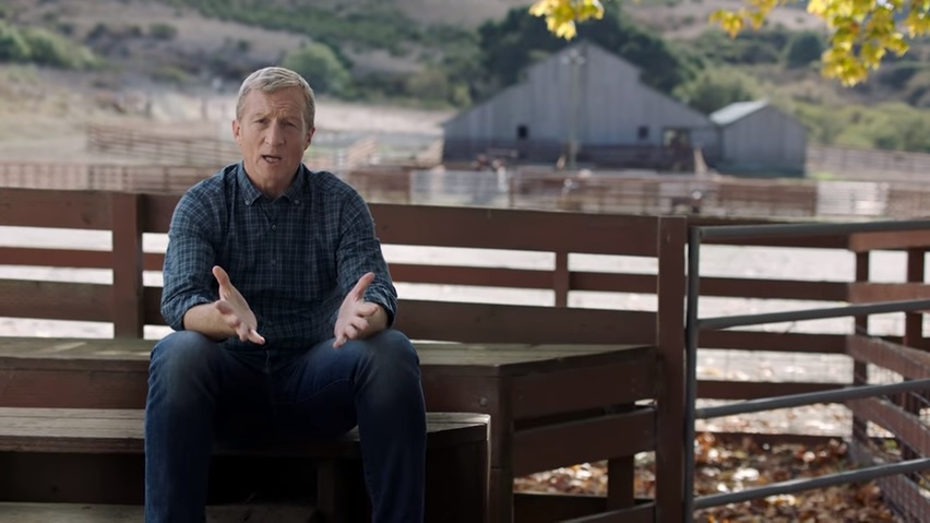 Tom Steyer at his ranch in Pescadero appears in an ad condemning President Donald Trump and the Republican tax plan. (YouTube)