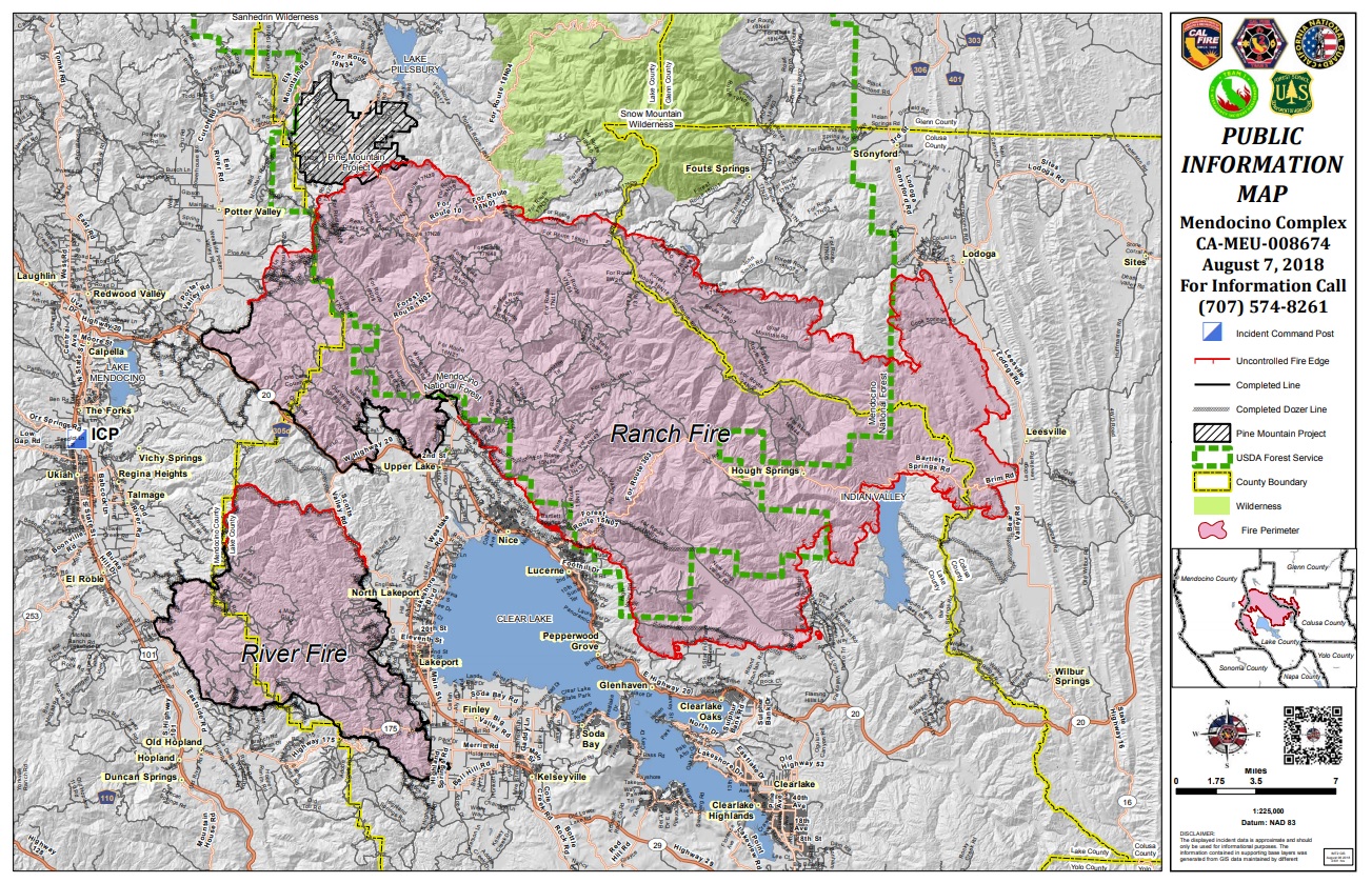 Map of Mendocino Complex Fire as of August 7, 2018. (Cal Fire)