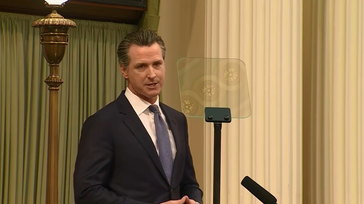 Gov. Gavin Newsom delivers the State of the State Address at the California State Capitol, February 12, 2019. (CBS)