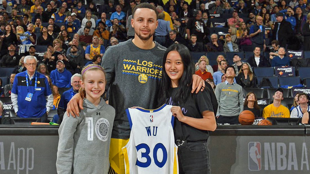 Riley Morrison, Stephen Curry and Vivian Wu