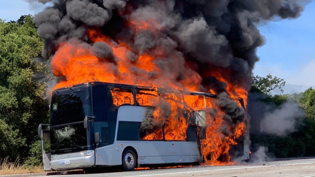 Apple bus fire