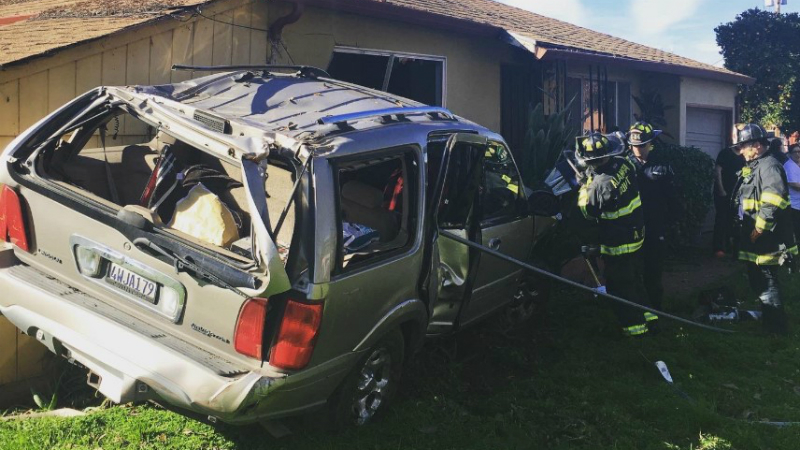Alameda County crash into house