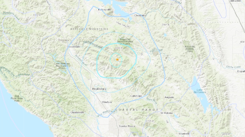 Map of earthquake that struck northern Sonoma County on April 19, 2021. (USGS)