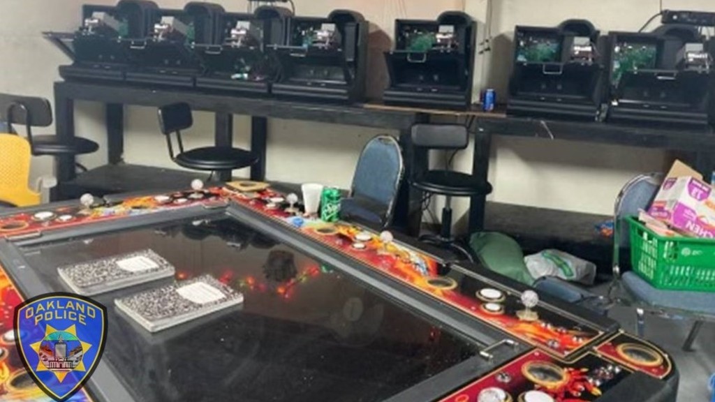 Gaming machines seized during a bust of an alleged illegal casino in East Oakland on July 15, 2021. (Oakland Police Department)