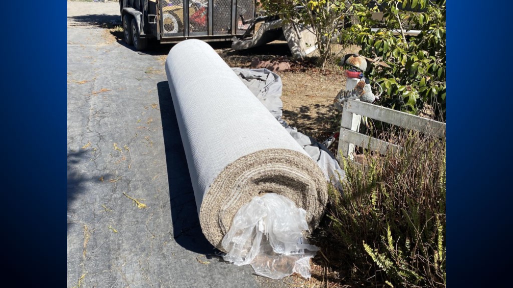 Roll of carpet that police said was stolen from a flooring business in Santa Rosa. An employee has been arrested in the case. (Santa Rosa Police Department)