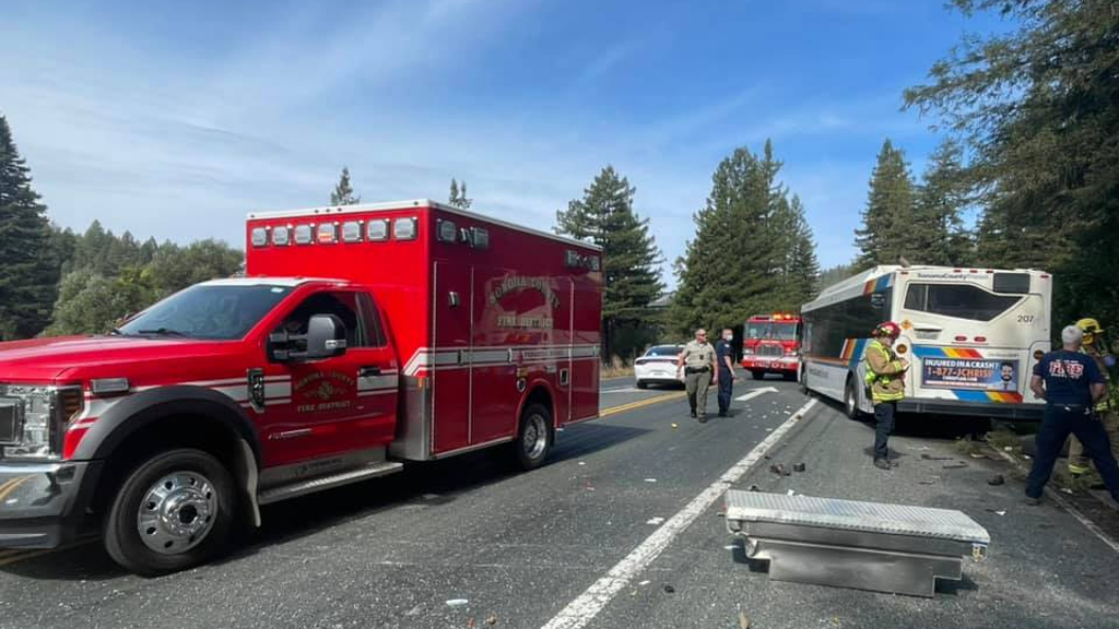 UPDATE: Driver Dies After Collision With Bus Outside Winery Near Guerneville