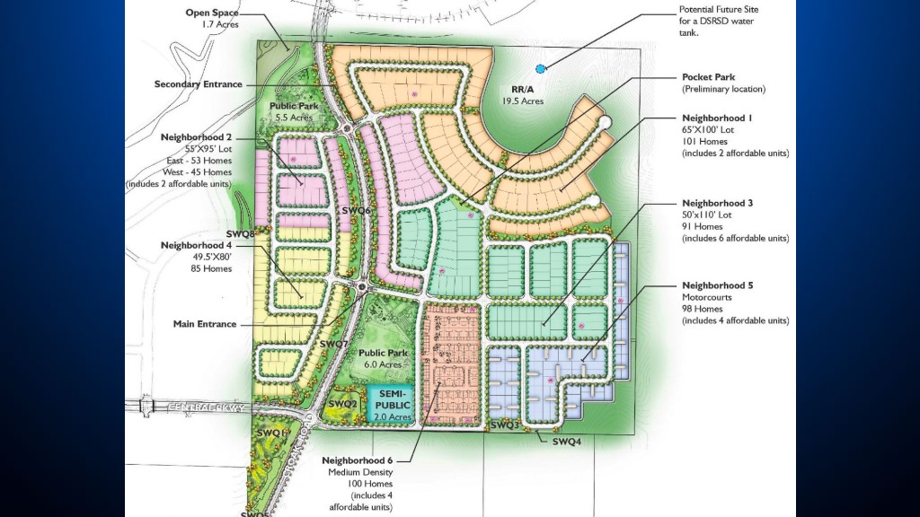 Map of planned East Ranch development in Dublin, which will have 573 homes. (City of Dublin)