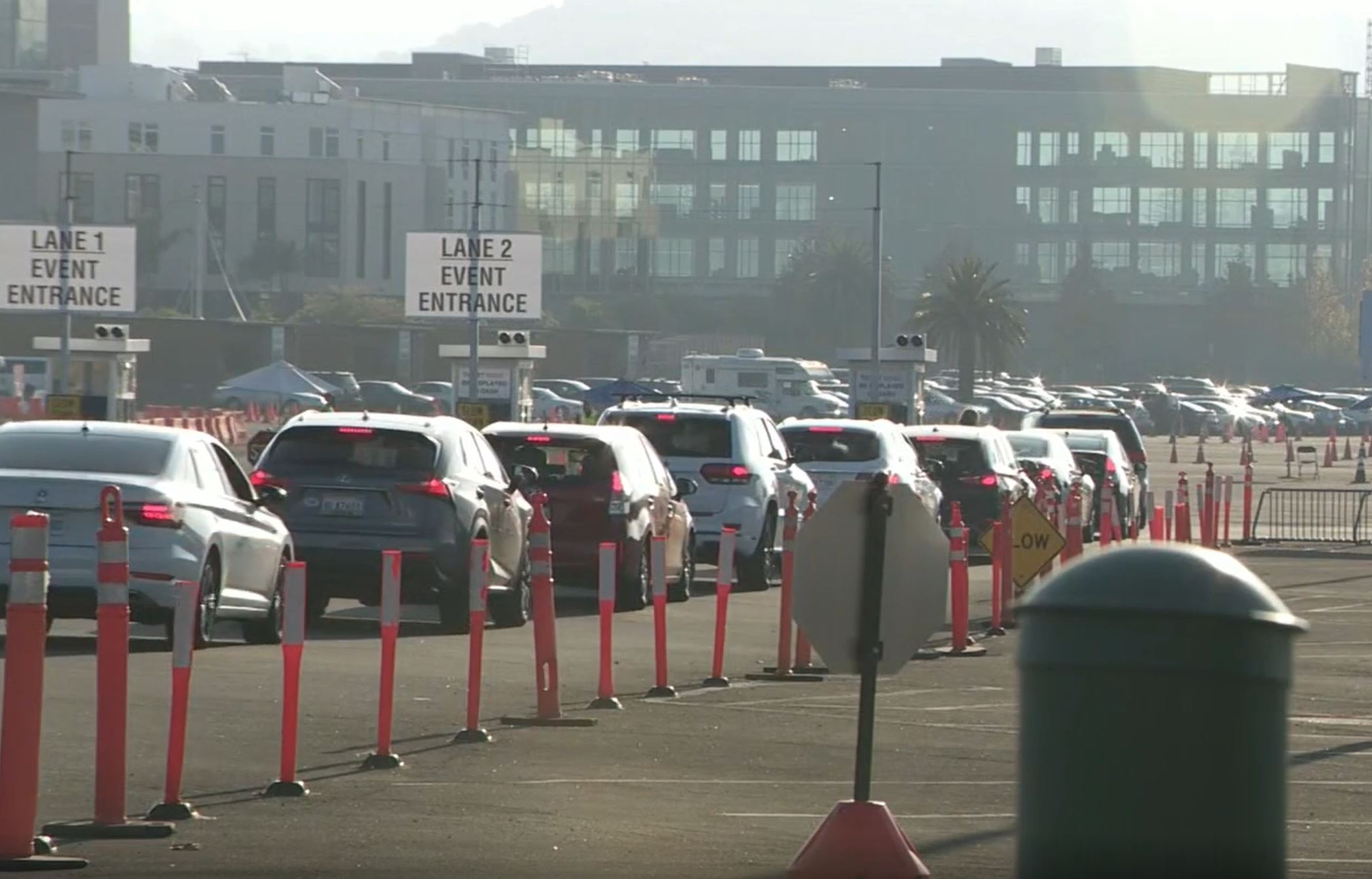 Long Lines Form Outside San Mateo Event Center COVID-19 Vaccination Site