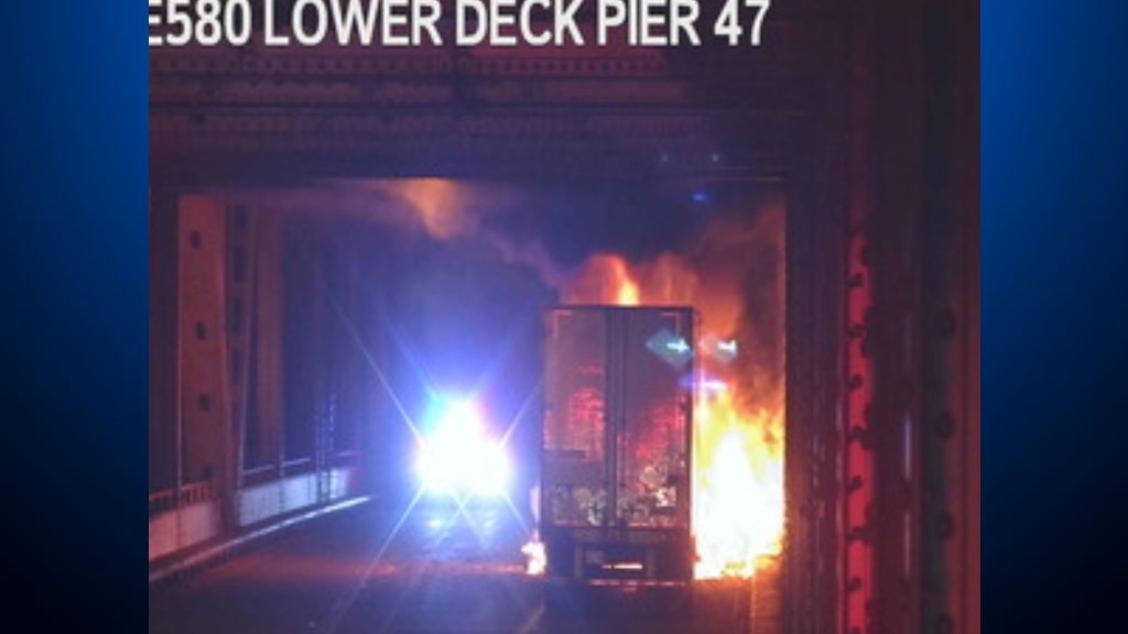 One death in a crashed fire involves a large rig on the eastbound Richmond-San Rafael Bridge – CBS San Francisco